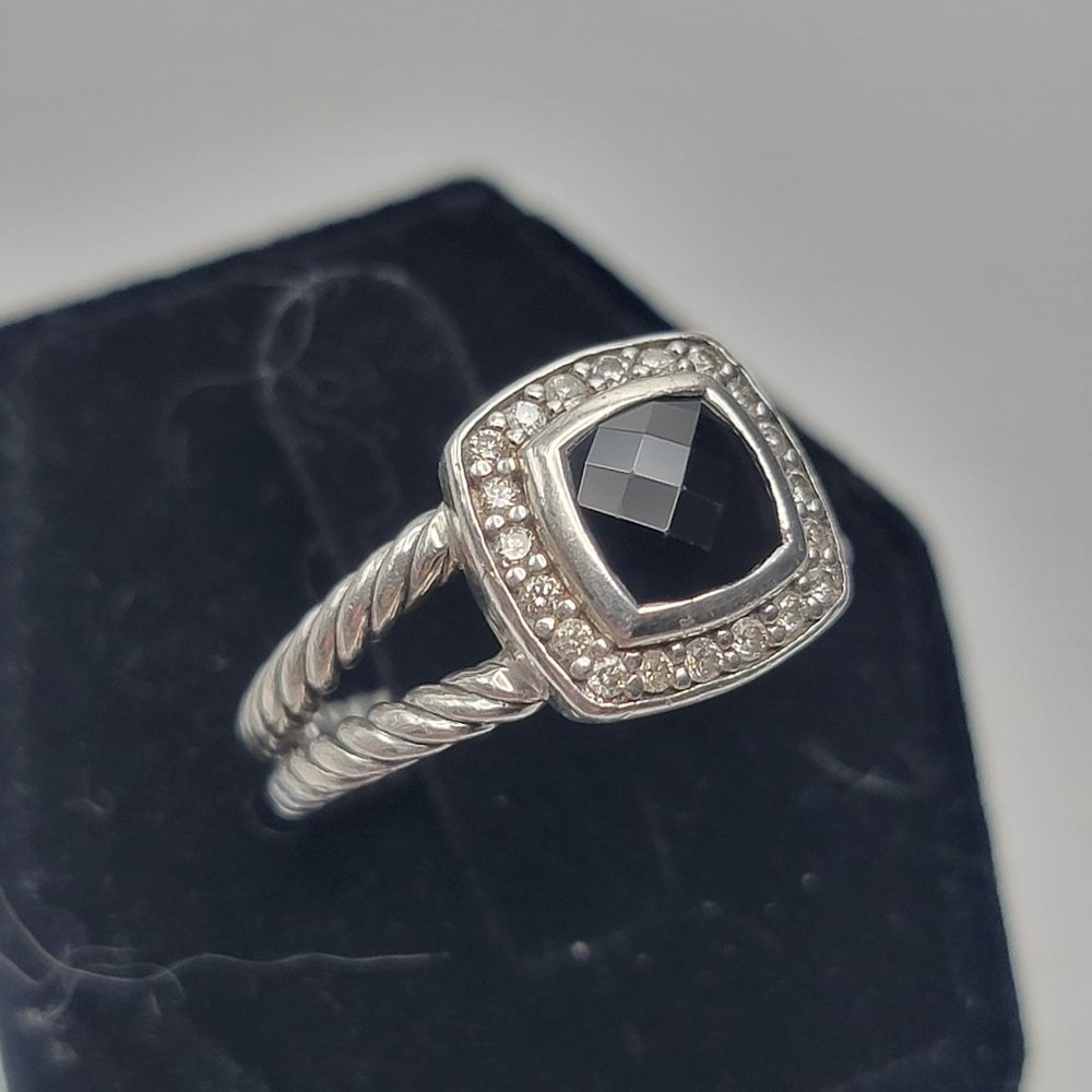 David Yurman 7mm Albion Diamond & Black Onyx ring